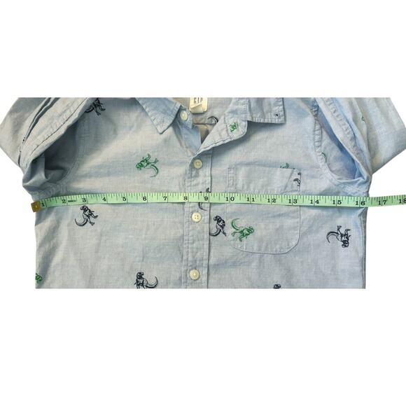 Gap Kids Blue Dinosaur Print Button-Down Boys Size S(6-7) - Picture 5 of 7